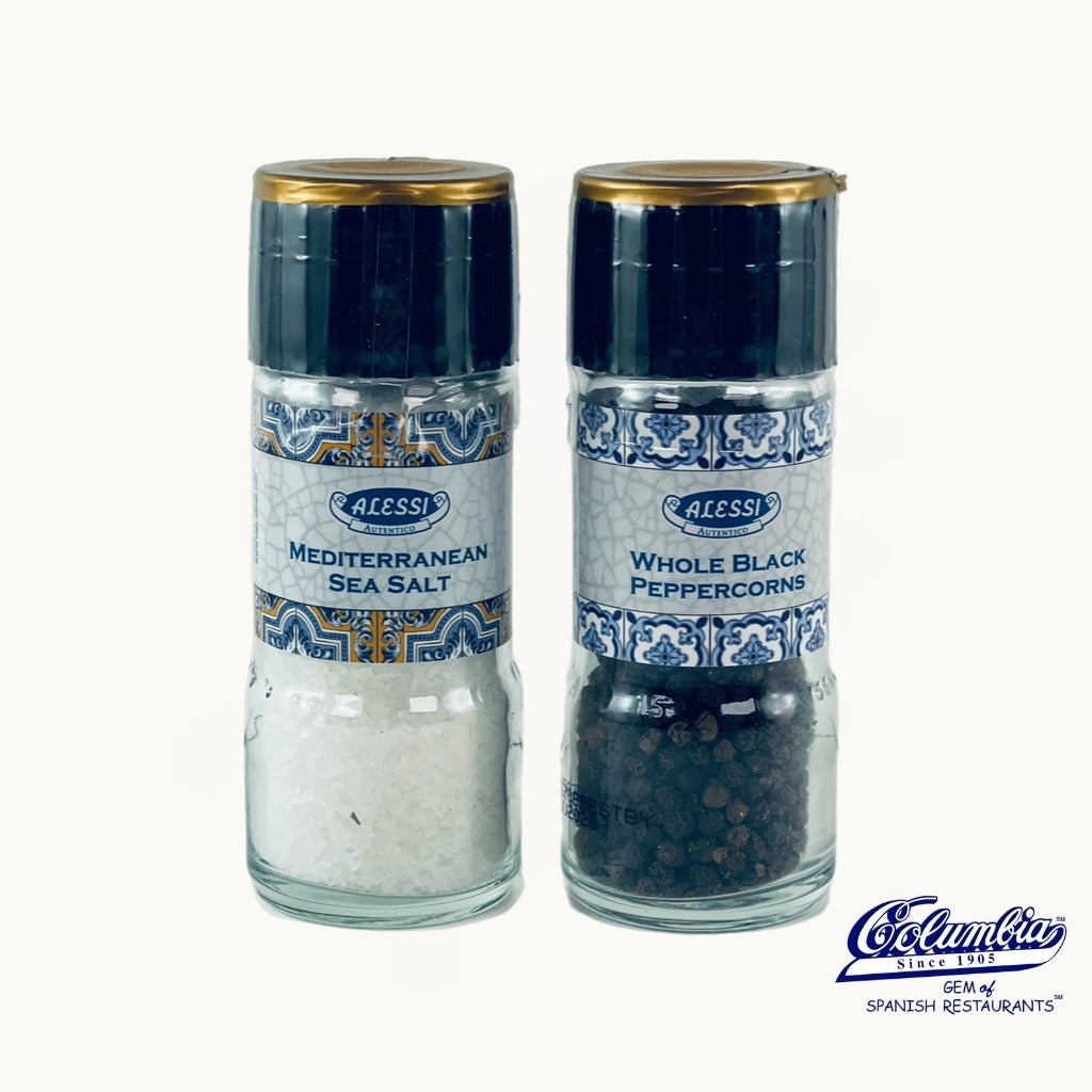 Salt and Pepper Grinder on white background with Columbia Logo