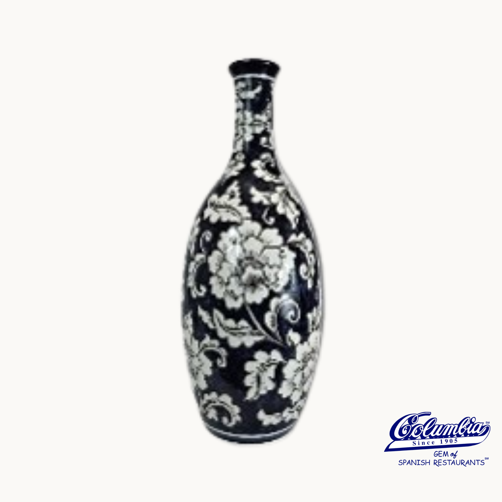 Ceramic vase with floral patterns on a white background