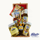 Collection of La Colombe food products in a wooden box on a white background