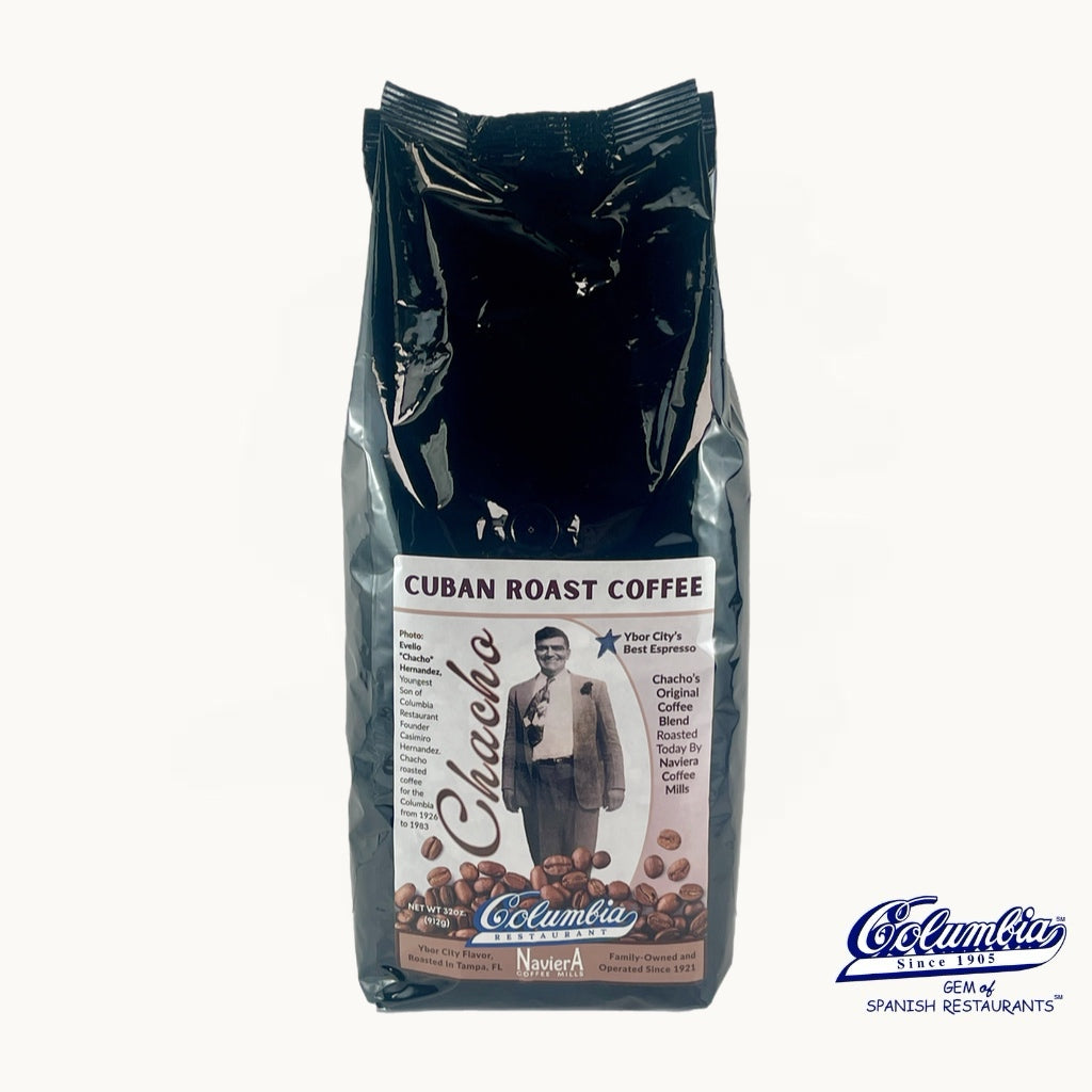 Cuban roast coffee bag with a label on a white background