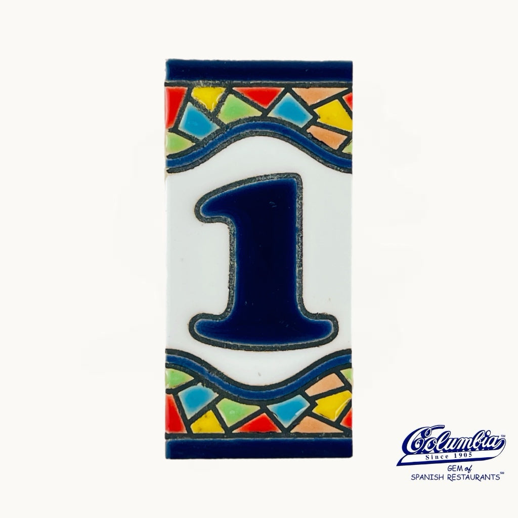 Tiled number '1' with colorful border on a white background, featuring the Columba logo.