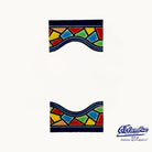 Decorative tile with colorful geometric pattern on a white background, featuring the Columba logo.