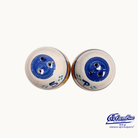 Ceramic salt and pepper shakers with blue accents on a white background, featuring the El Flamenco logo.